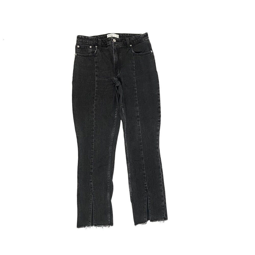 Abercrombie & Fitch Raw Hem The Skinny Front Seam Slit Women's size 8 Black Jean
